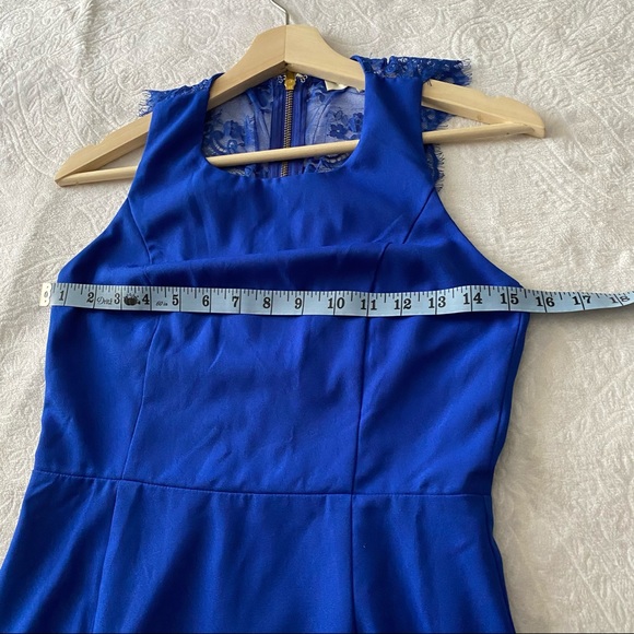 Blue Lace Back Midi Length Dress - Picture 4 of 10